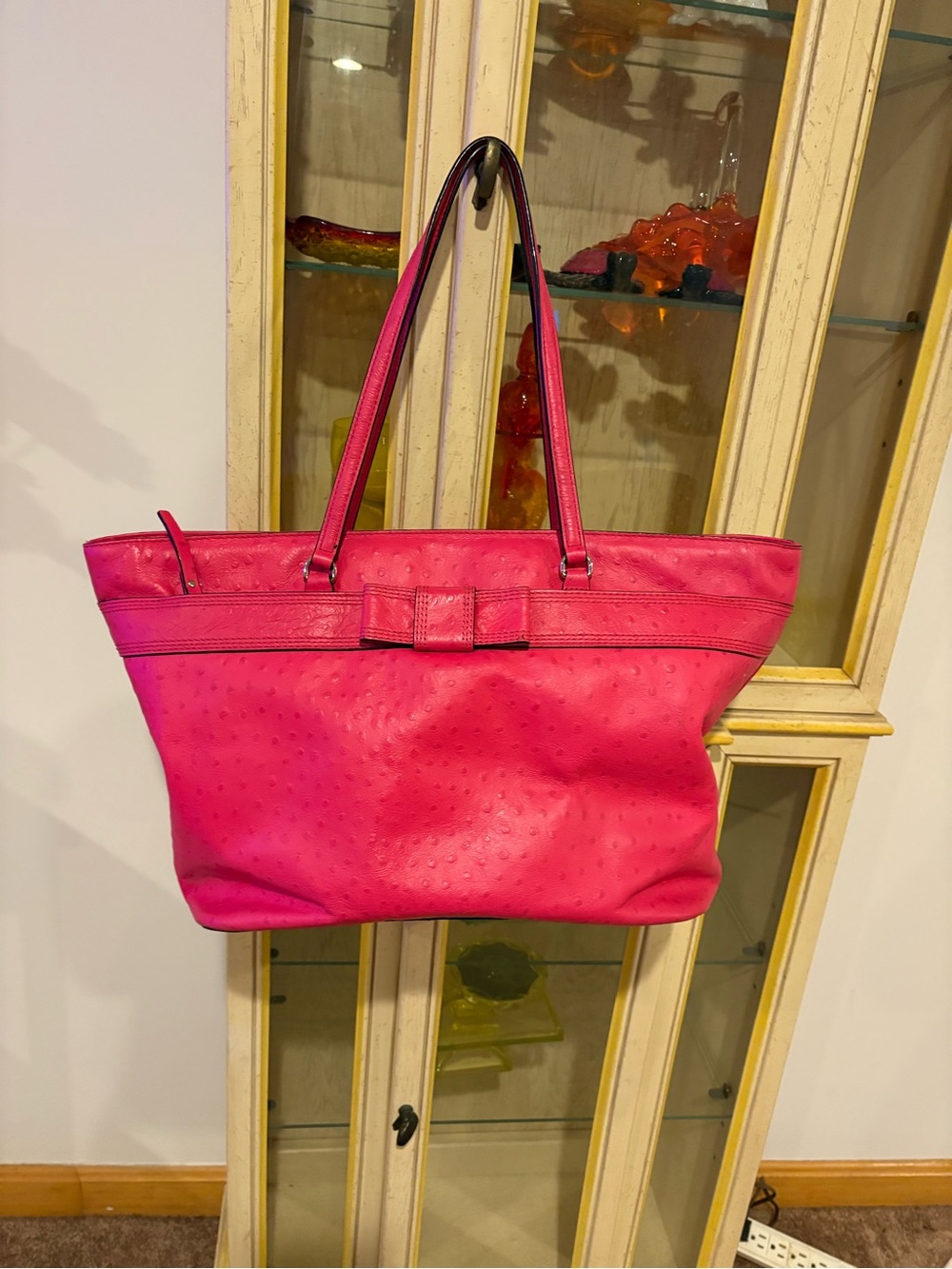 Kate spade Pink Leather Tote Bag with Bow Accent